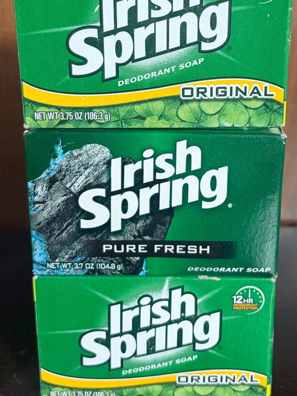 Irish Spring 3.7 oz Bar Soap 2 Original and 1 Pure Fresh *DISCONTINUED* NIB